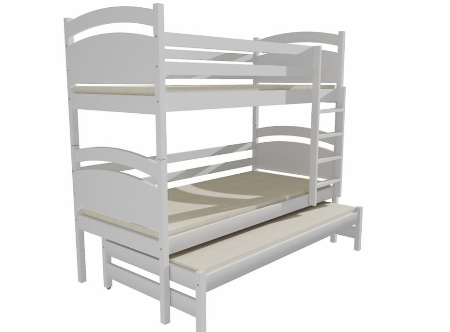 Dětská patrová postel s přistýlkou z MASIVU 200x90cm bez šuplíku - PPV002