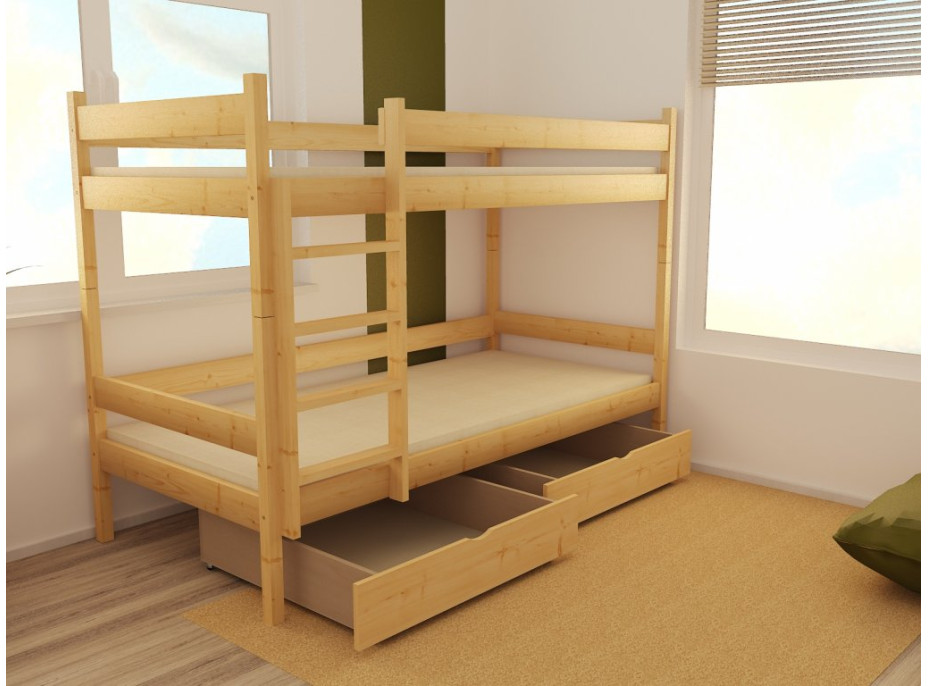Dětská patrová postel z MASIVU 200x80cm se šuplíky - PP002