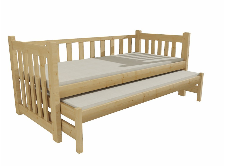 Dětská postel s výsuvnou přistýlkou z MASIVU 200x80cm bez šuplíku - DPV002