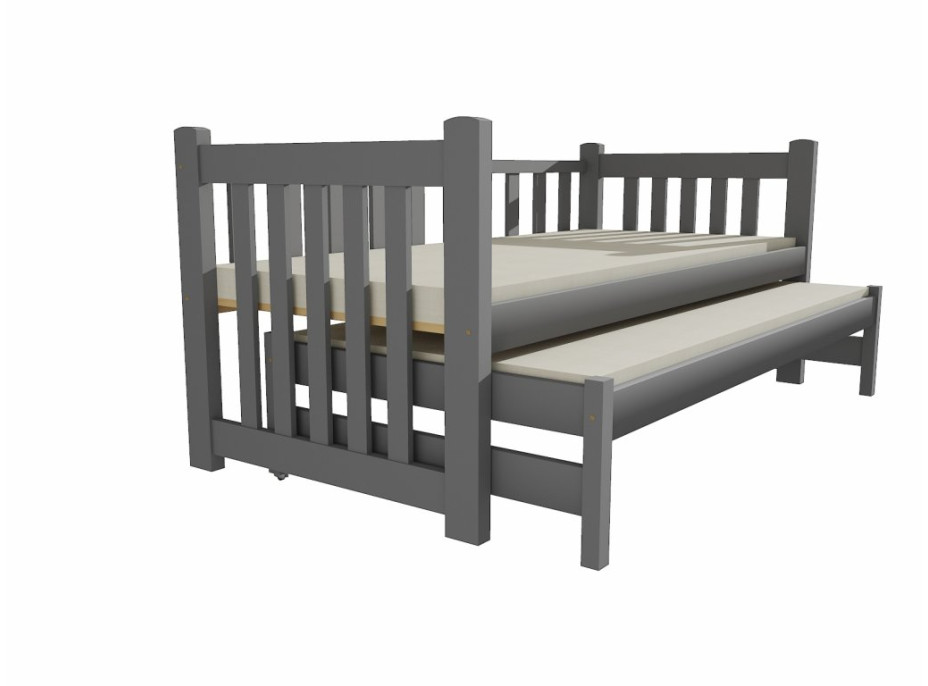 Dětská postel s výsuvnou přistýlkou z MASIVU 180x80cm bez šuplíku - DPV002