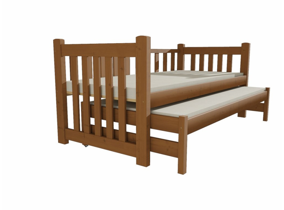 Dětská postel s výsuvnou přistýlkou z MASIVU 200x90cm bez šuplíku - DPV002