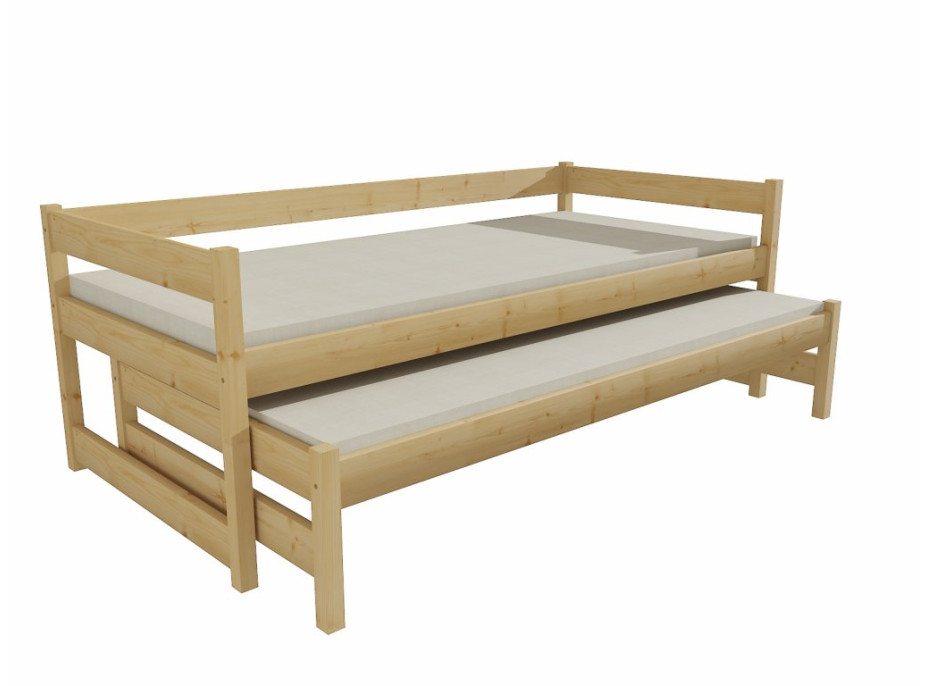 Dětská postel s výsuvnou přistýlkou z MASIVU 200x90cm bez šuplíku - DPV003