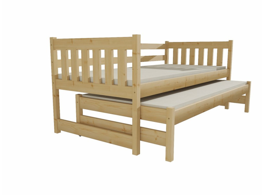 Dětská postel s výsuvnou přistýlkou z MASIVU 200x90cm bez šuplíku - DPV006