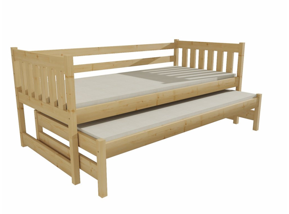 Dětská postel s výsuvnou přistýlkou z MASIVU 200x90cm bez šuplíku - DPV006