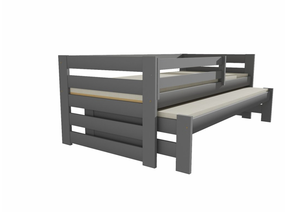 Dětská postel s výsuvnou přistýlkou z MASIVU 200x80cm SE ŠUPLÍKY - DPV007