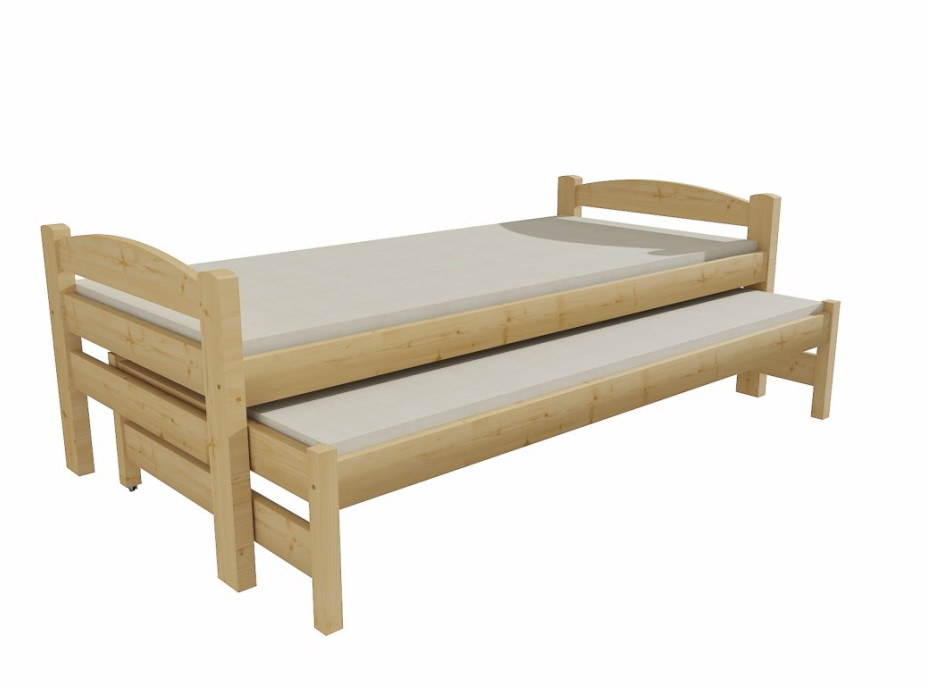 Dětská postel s výsuvnou přistýlkou z MASIVU 200x80cm bez šuplíku - DPV010