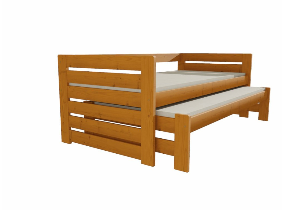 Dětská postel s výsuvnou přistýlkou z MASIVU 200x80cm SE ŠUPLÍKY - DPV011