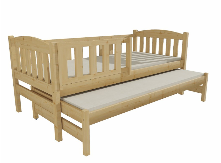 Dětská postel s výsuvnou přistýlkou z MASIVU 200x80 cm SE ŠUPLÍKY - DPV013
