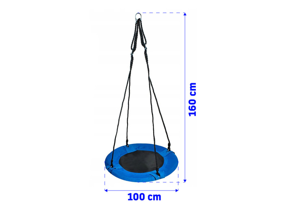 Dětská houpačka - kruh "čapí hnízdo" - 100 cm - modré