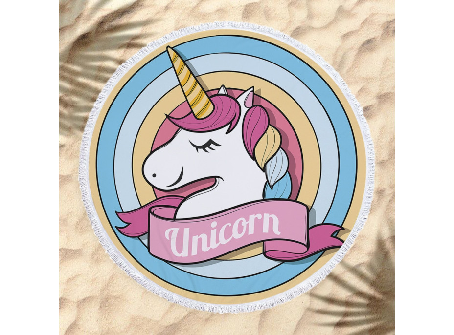 Kulatá plážová osuška UNICORN - 150 cm