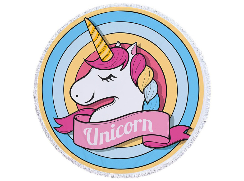 Kulatá plážová osuška UNICORN - 150 cm