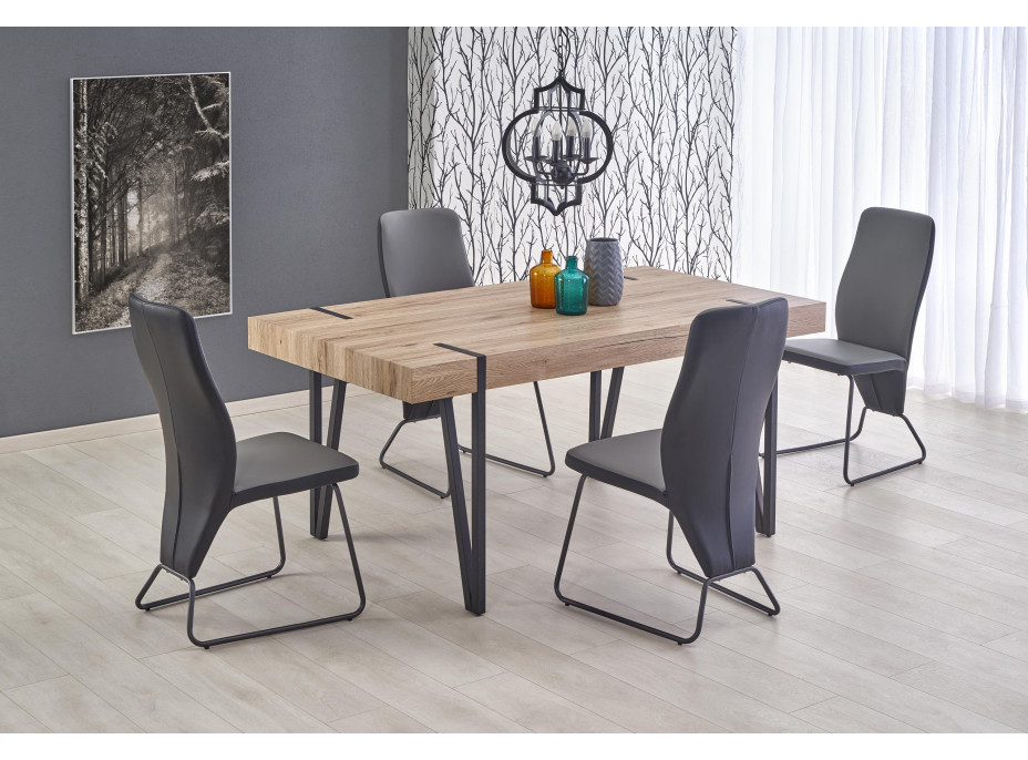 Jídelní stůl JOHAN - 170x90x76 cm - dub san remo + černá