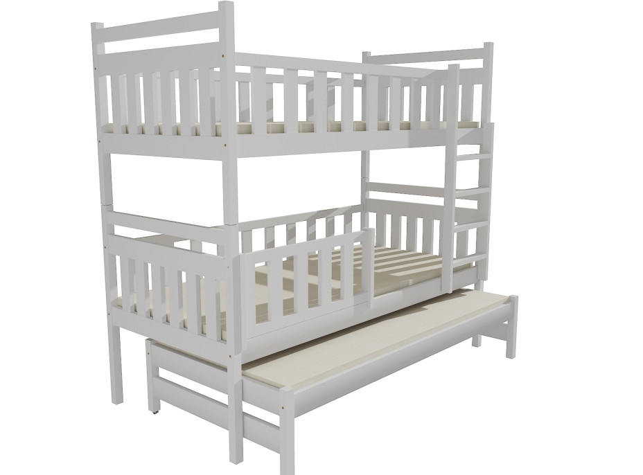 Dětská patrová postel s přistýlkou z MASIVU 180x80cm SE ŠUPLÍKY - PPV008