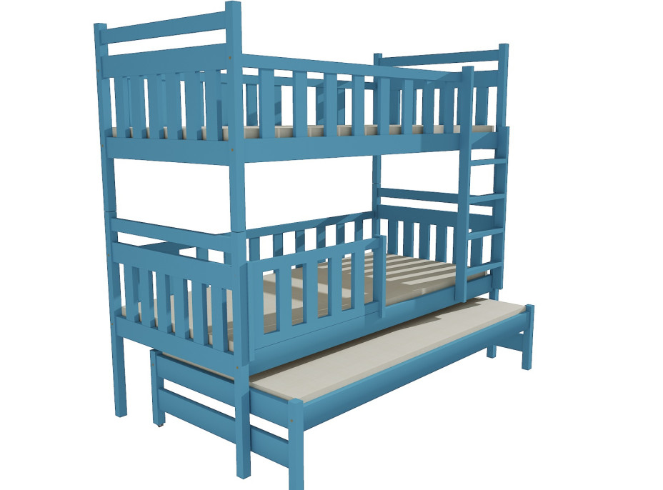 Dětská patrová postel s přistýlkou z MASIVU 200x80cm bez šuplíku - PPV008