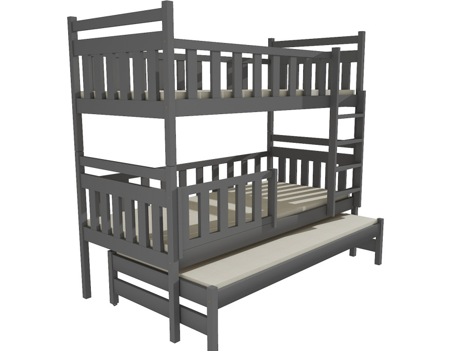Dětská patrová postel s přistýlkou z MASIVU 200x80cm SE ŠUPLÍKY - PPV008