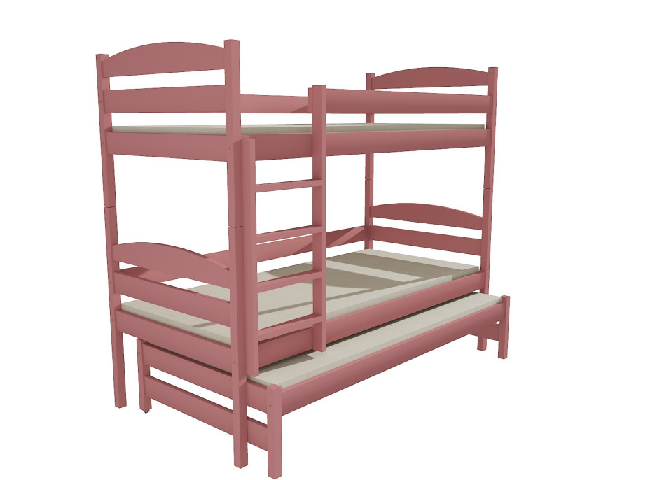 Dětská patrová postel s přistýlkou z MASIVU 180x80cm SE ŠUPLÍKY - PPV009