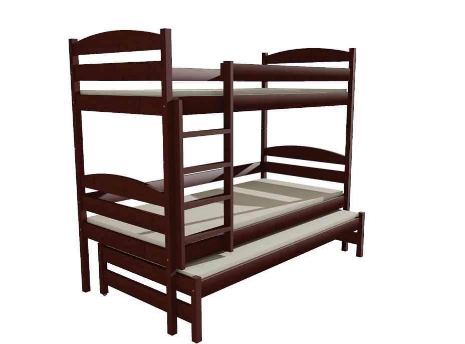 Dětská patrová postel s přistýlkou z MASIVU 200x80cm bez šuplíku - PPV009