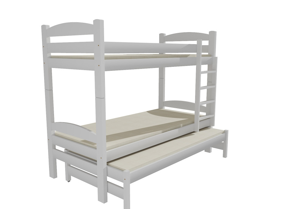 Dětská patrová postel s přistýlkou z MASIVU 200x80cm bez šuplíku - PPV010