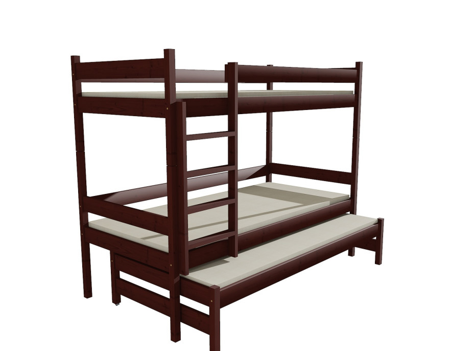 Dětská patrová postel s přistýlkou z MASIVU 200x80cm SE ŠUPLÍKY - PPV013