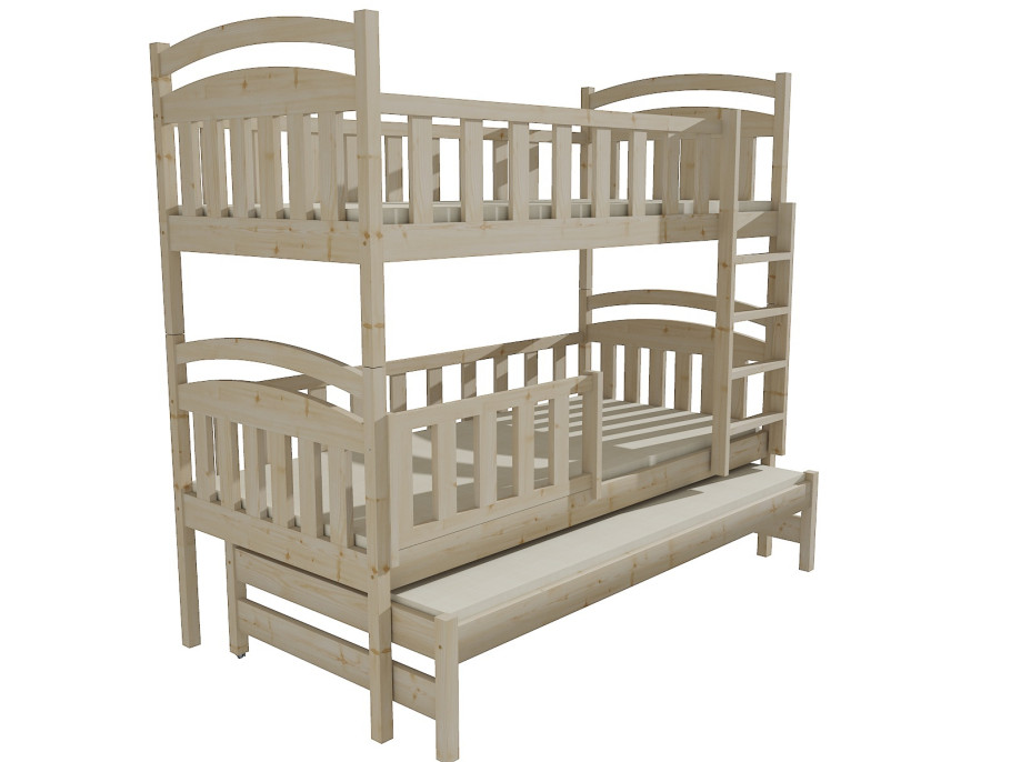 Dětská patrová postel s přistýlkou z MASIVU 180x80cm SE ŠUPLÍKY - PPV014