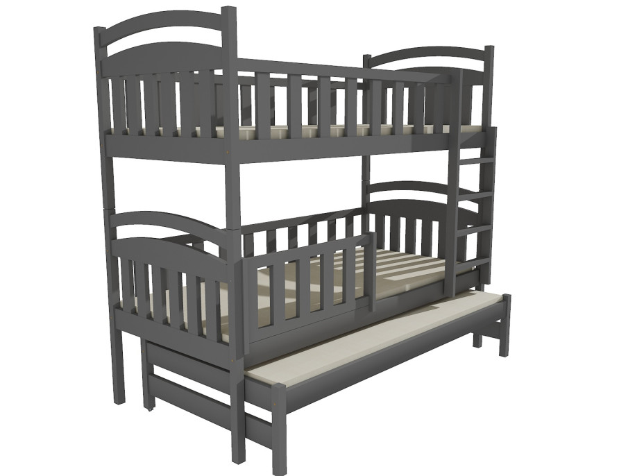 Dětská patrová postel s přistýlkou z MASIVU 200x80cm SE ŠUPLÍKY - PPV014
