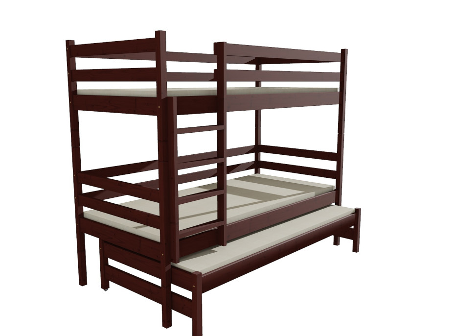Dětská patrová postel s přistýlkou z MASIVU 180x80cm SE ŠUPLÍKY - PPV015