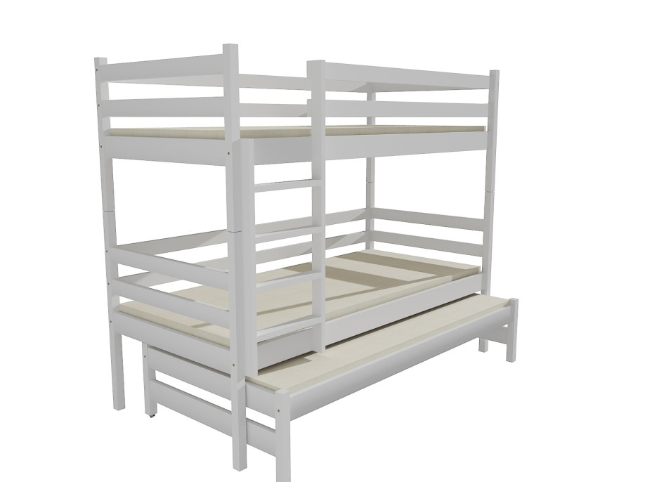 Dětská patrová postel s přistýlkou z MASIVU 200x80cm SE ŠUPLÍKY - PPV015