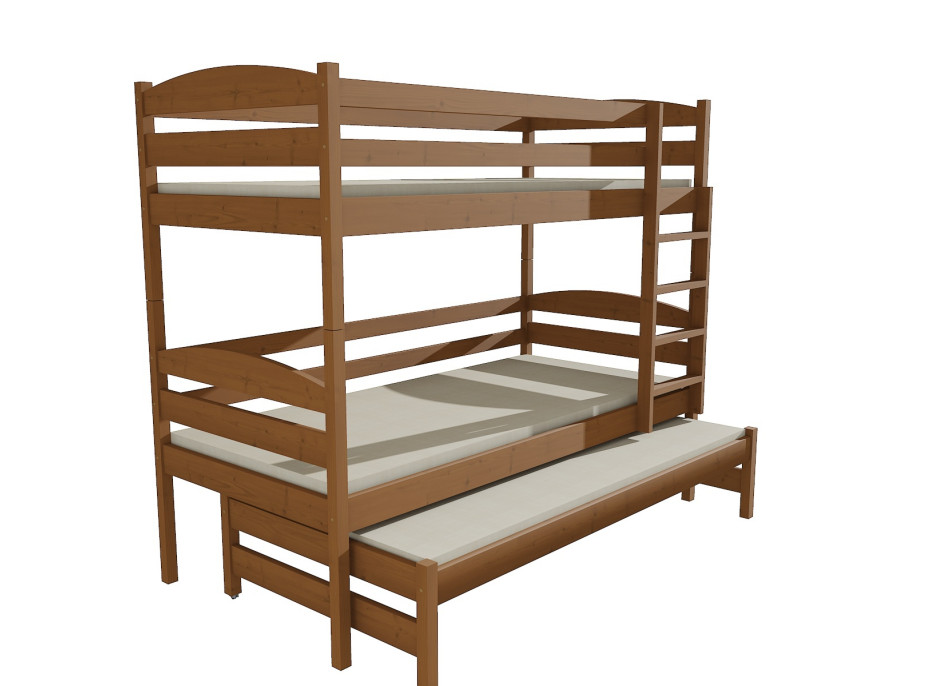 Dětská patrová postel s přistýlkou z MASIVU 200x80cm bez šuplíku - PPV016