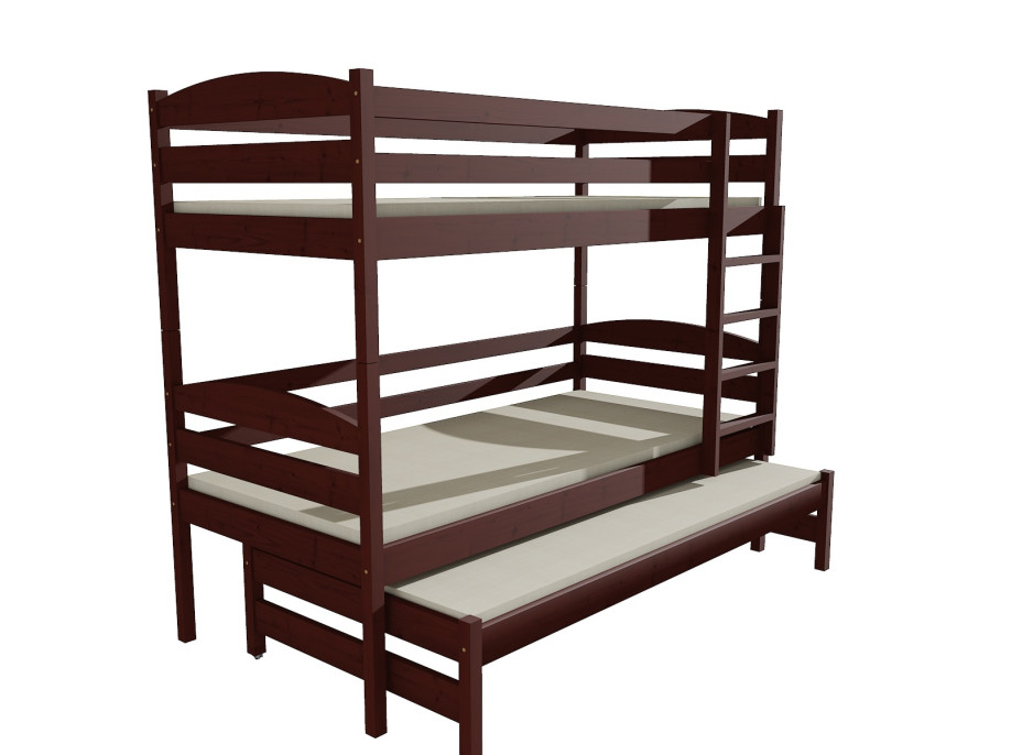 Dětská patrová postel s přistýlkou z MASIVU 200x80cm SE ŠUPLÍKY - PPV016