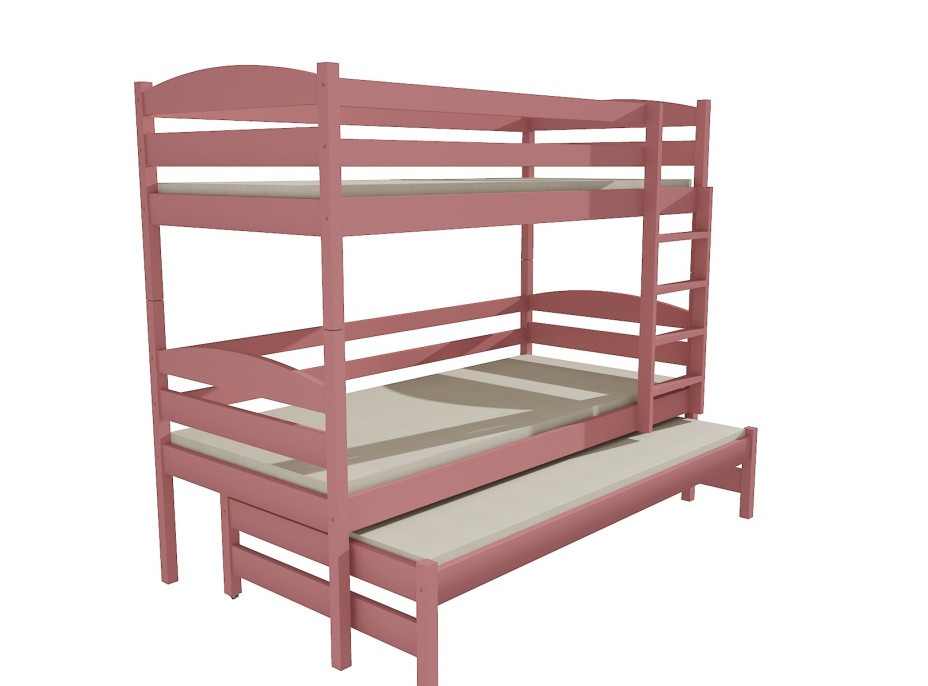 Dětská patrová postel s přistýlkou z MASIVU 200x90cm bez šuplíku - PPV016