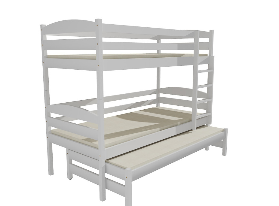 Dětská patrová postel s přistýlkou z MASIVU 200x80cm SE ŠUPLÍKY - PPV016
