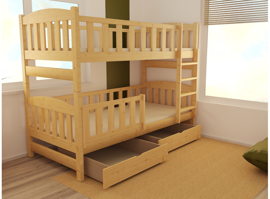Dětská patrová postel z MASIVU 200x80cm bez šuplíku - PP013