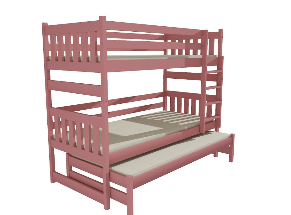 Dětská patrová postel s přistýlkou z MASIVU 200x90cm bez šuplíku - PPV019