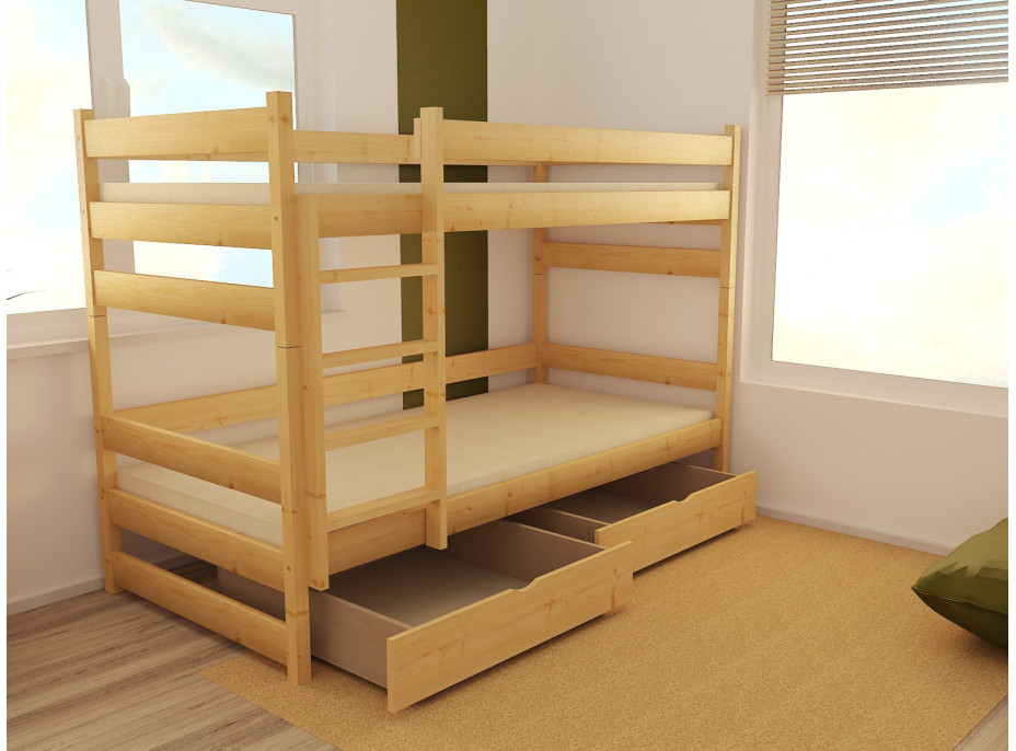 Dětská patrová postel z MASIVU 180x80cm se šuplíky - PP014