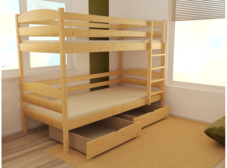 Dětská patrová postel z MASIVU 200x90cm SE ŠUPLÍKY - PP018