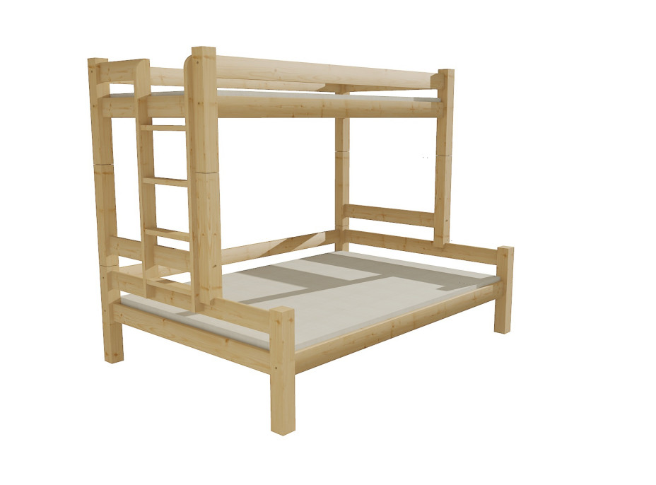 Dětská patrová postel s rozšířeným spodním lůžkem z masivu ROBUST 8X8 6B - 200x80/120 cm