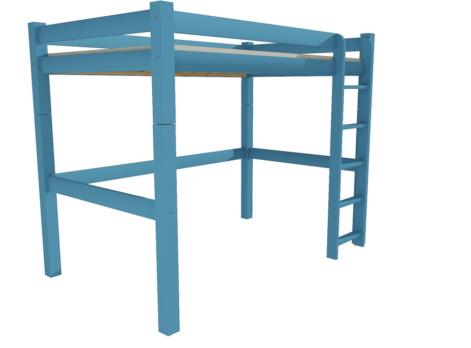 Dětská VYVÝŠENÁ postel z masivu ROBUST 8X8 4C - 200x120 cm