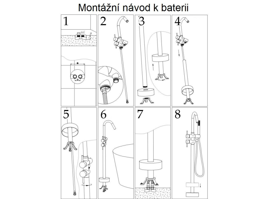 Podlahová vanová baterie MAXMAX Rea ORTIS - černá