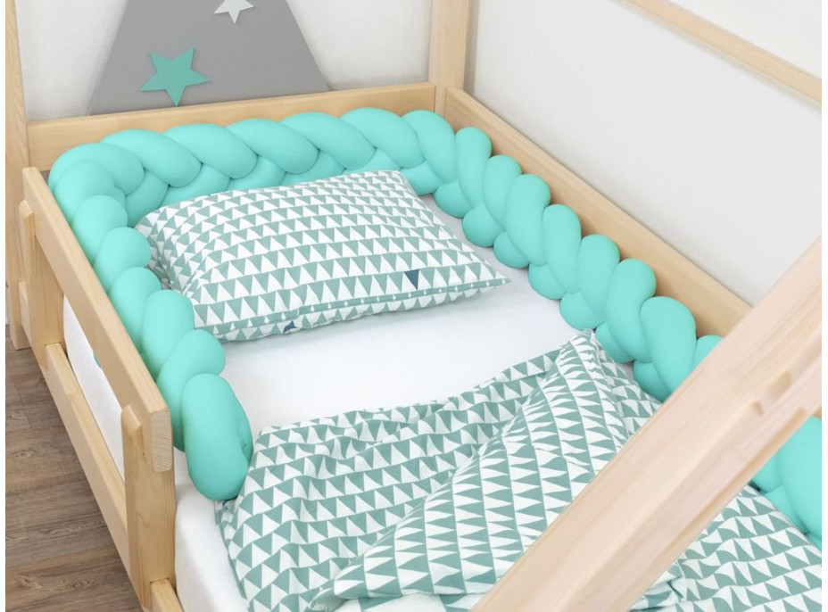 Chránič na dětskou postel pletený do copu JERSEY - mint