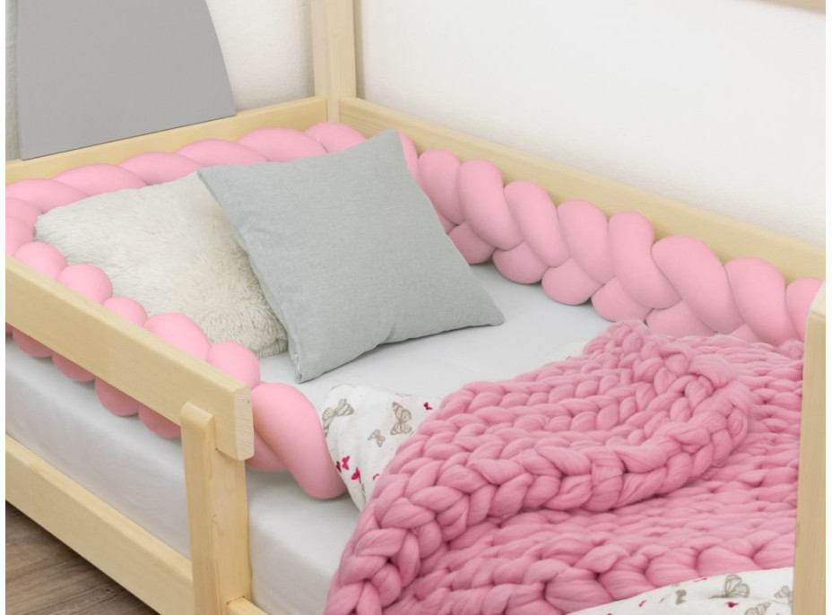 Chránič na dětskou postel pletený do copu JERSEY - růžový