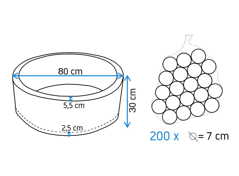 Dětský molitanový bazének BLUE CAPITAN (kuličky ZDARMA) 80x30 cm