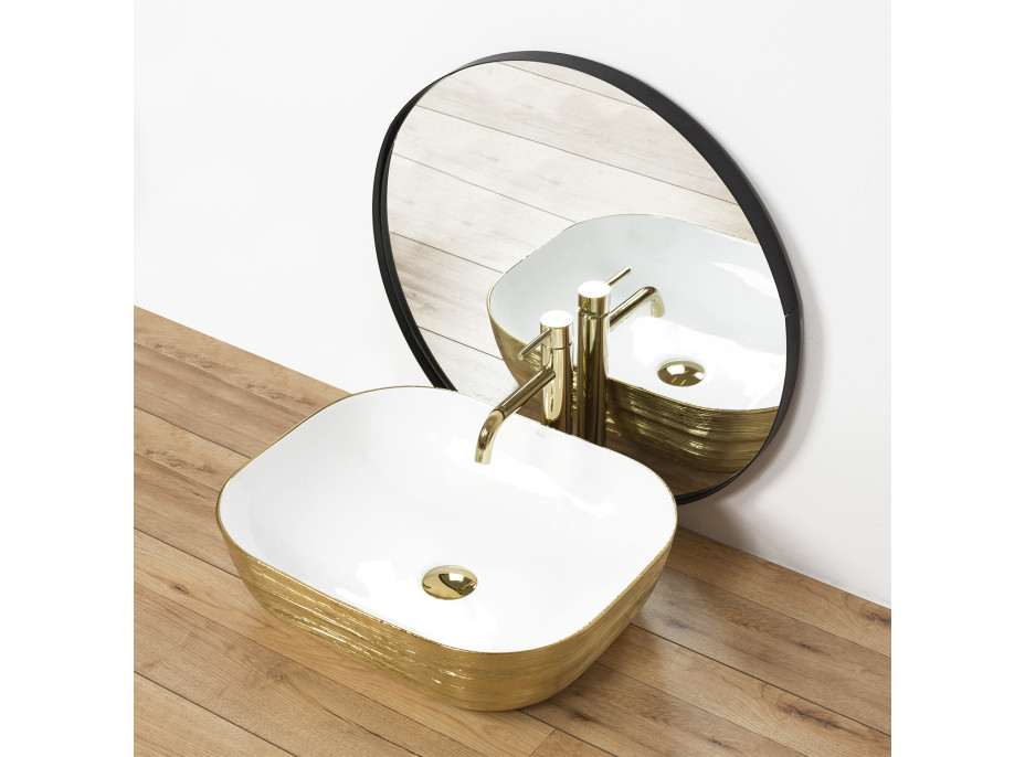 Keramické umyvadlo MAXMAX Rea FLORIA - zlaté/bílé