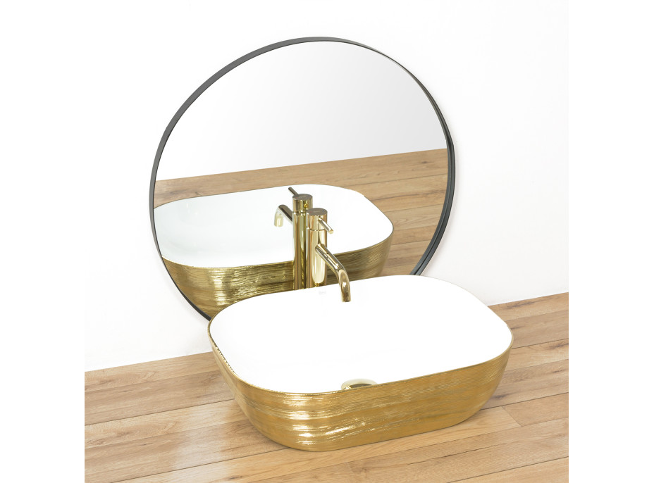 Keramické umyvadlo MAXMAX Rea FLORIA - zlaté/bílé