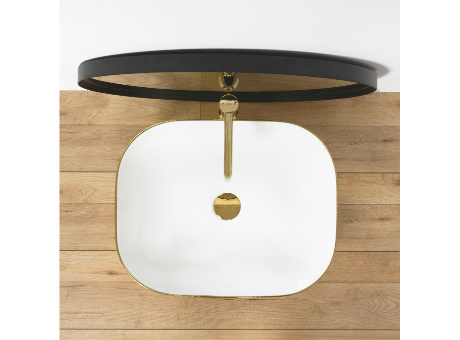 Keramické umyvadlo MAXMAX Rea FLORIA - zlaté/bílé