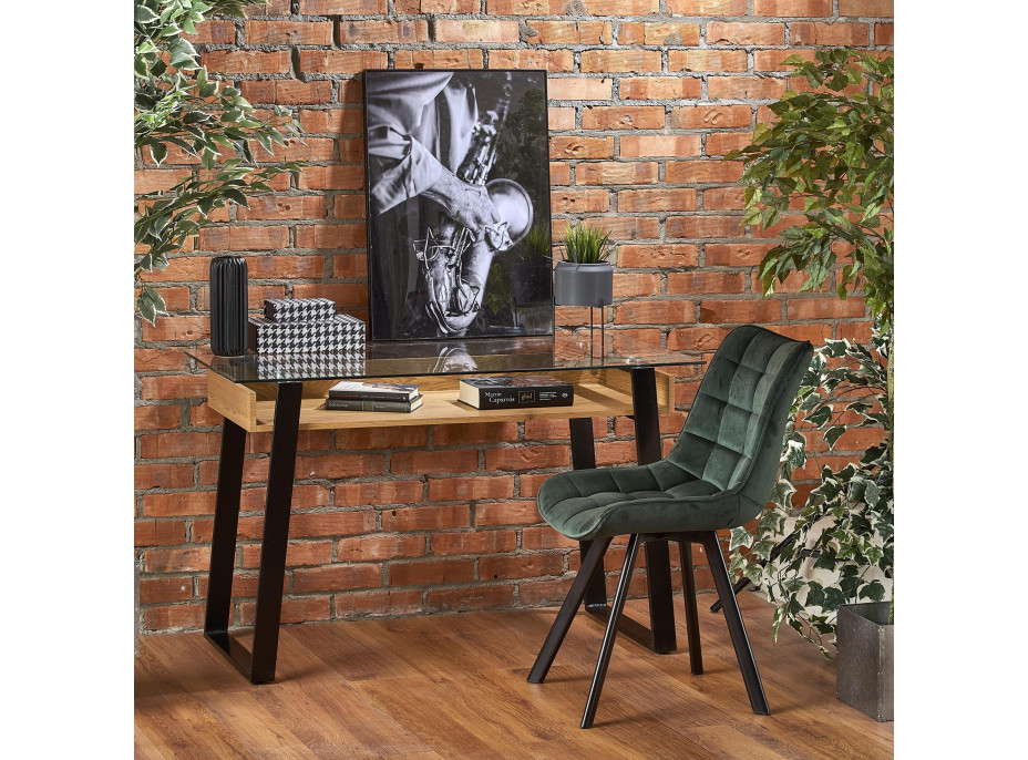 Psací stůl LOFT B36 - MDF/kov/sklo