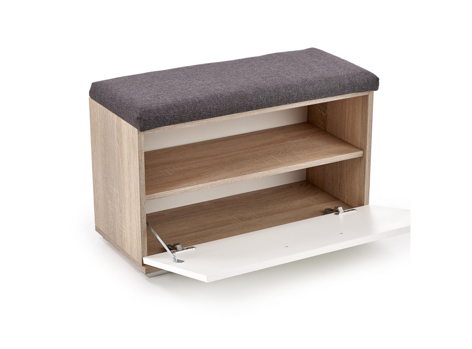 Botník LINA se sedákem - bílá/dub sonoma