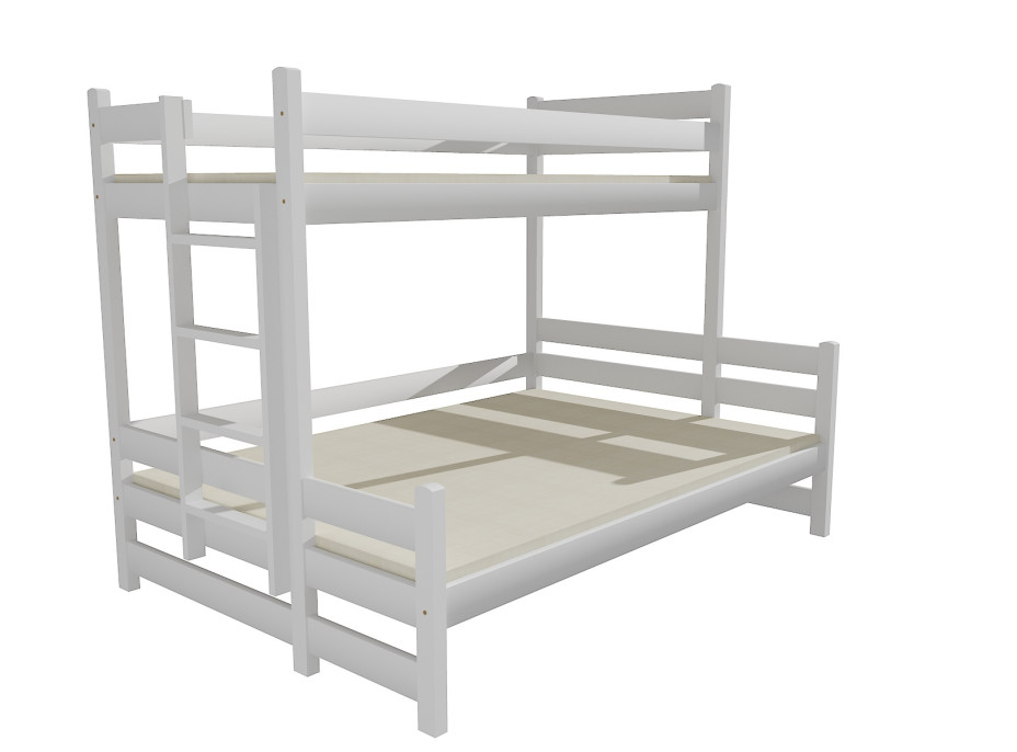 Dětská patrová postel s rozšířeným spodním lůžkem z MASIVU 200x90cm bez šuplíku - PPS003