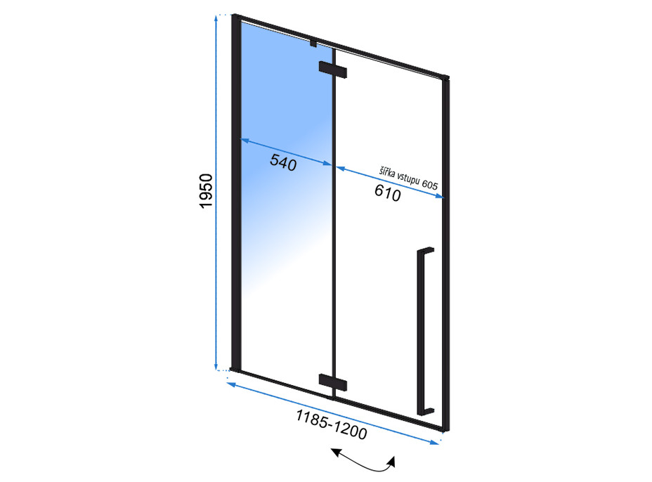 Sprchové dveře MAXMAX Rea FARGO BLACK 120 cm