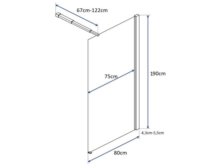 Sprchová zástěna CRAFT 80 cm