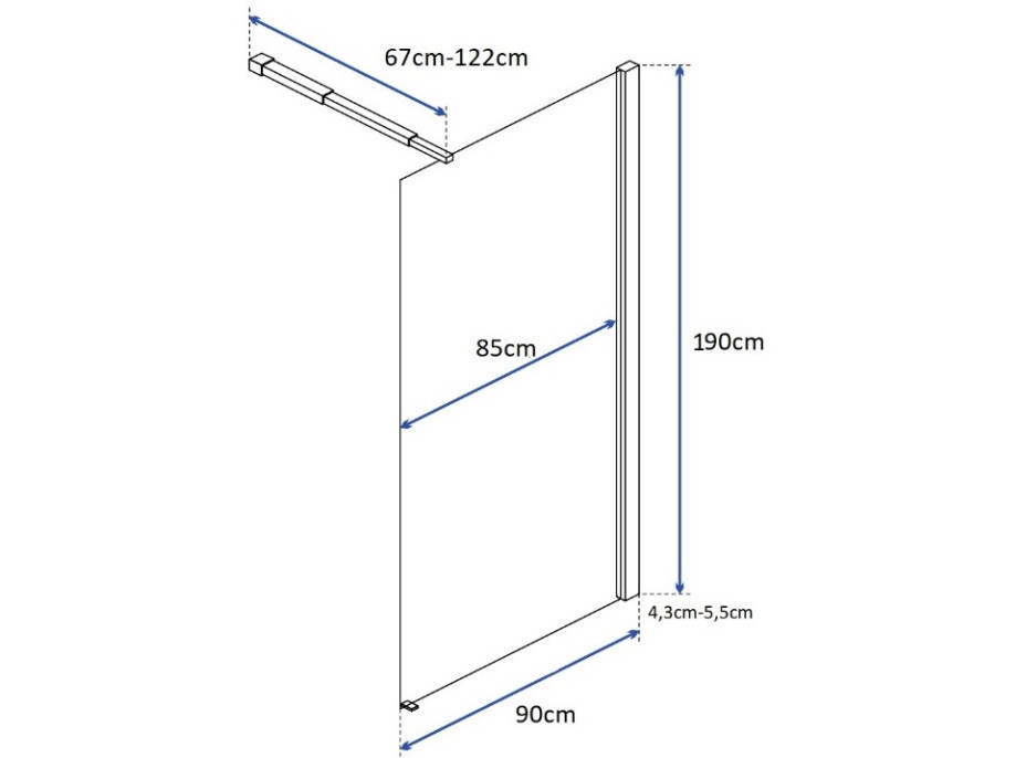 Sprchová zástěna CRAFT 90 cm